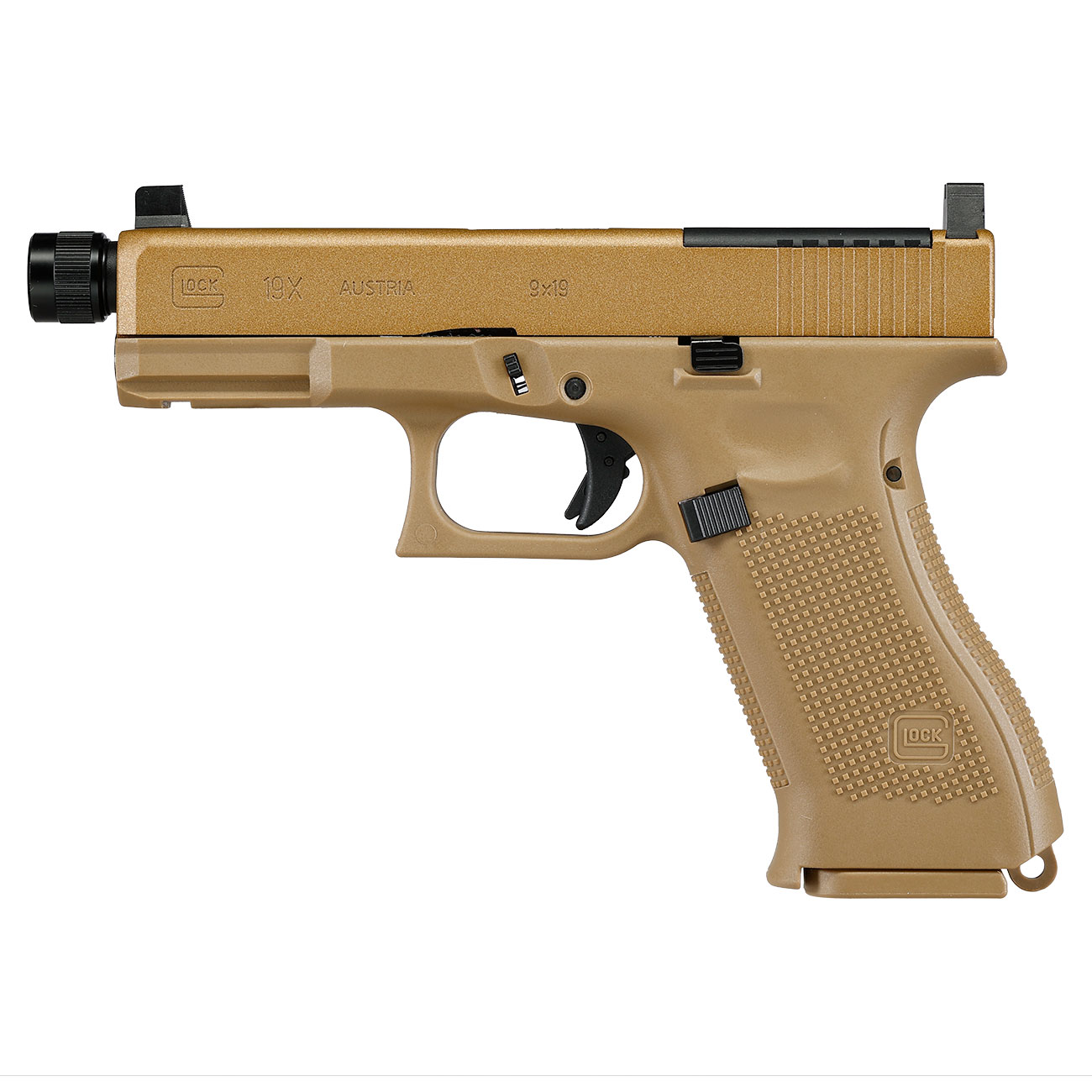 Glock 19X MOS Airsoft mit Metallschlitten CO2 BlowBack 6mm BB coyote Bild 2