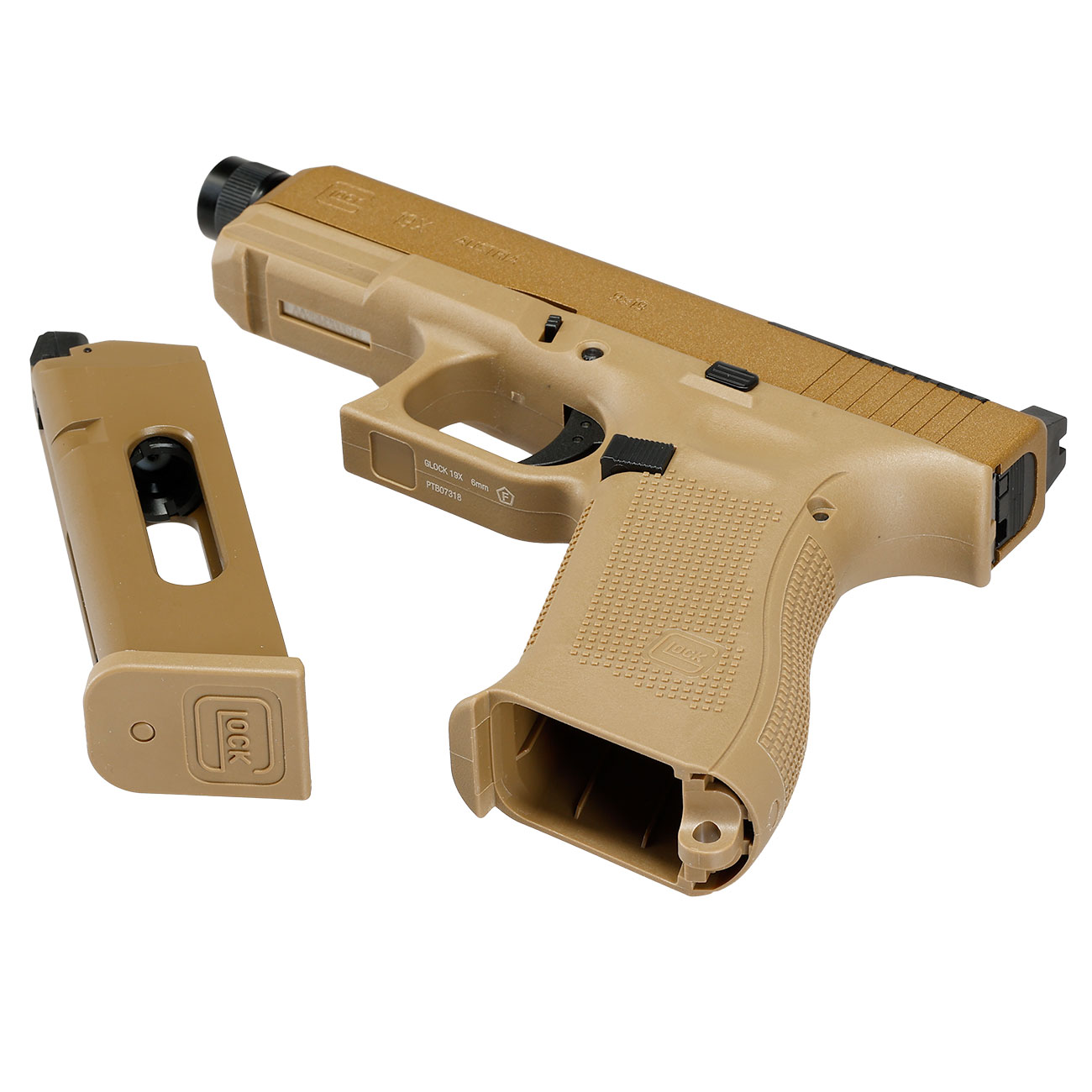 Glock 19X MOS Airsoft mit Metallschlitten CO2 BlowBack 6mm BB coyote Bild 7