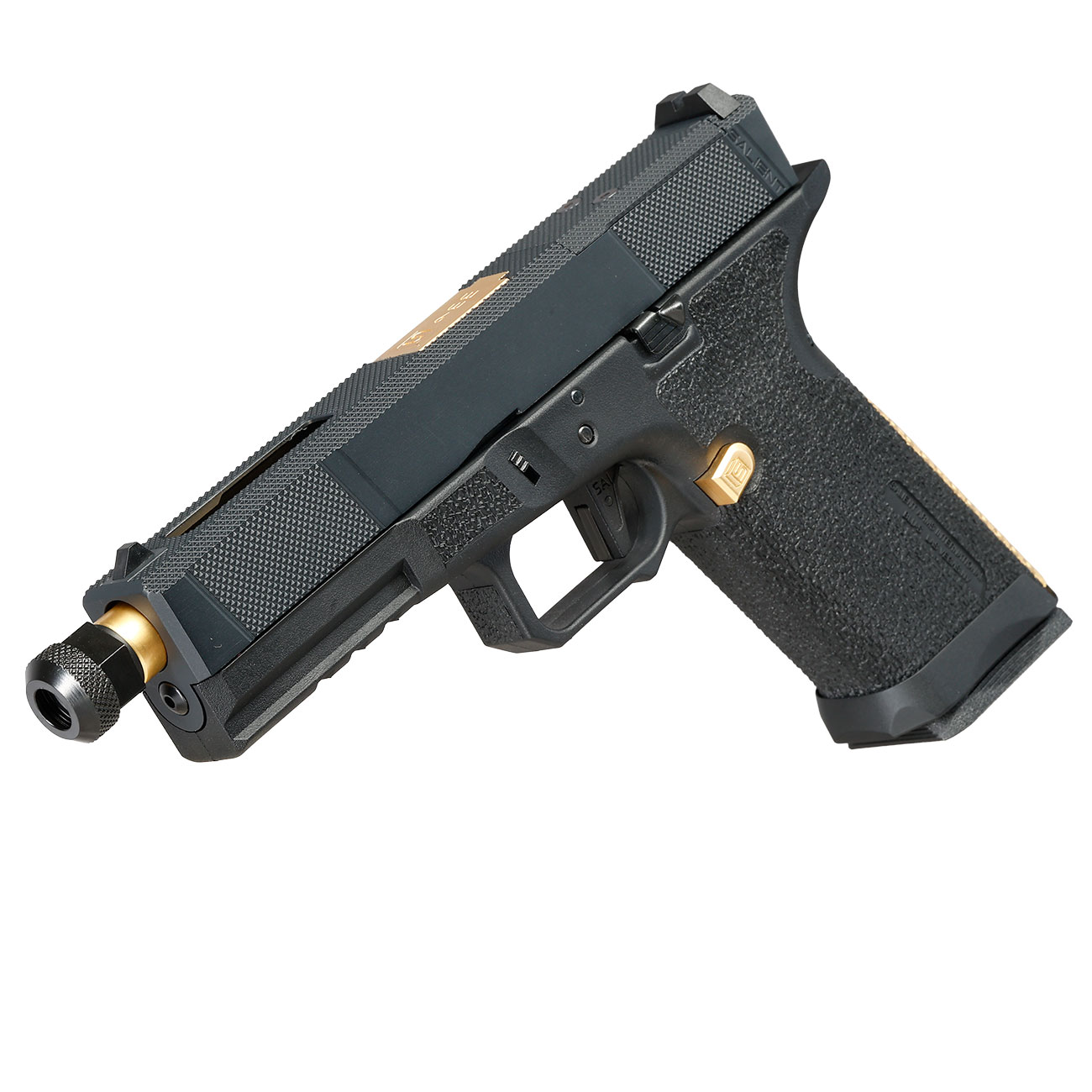 EMG / Salient Arms Int. BLU Utility Optic Ready Threaded Barrel mit Metallschlitten GBB 6mm BB schwarz / gold Bild 10