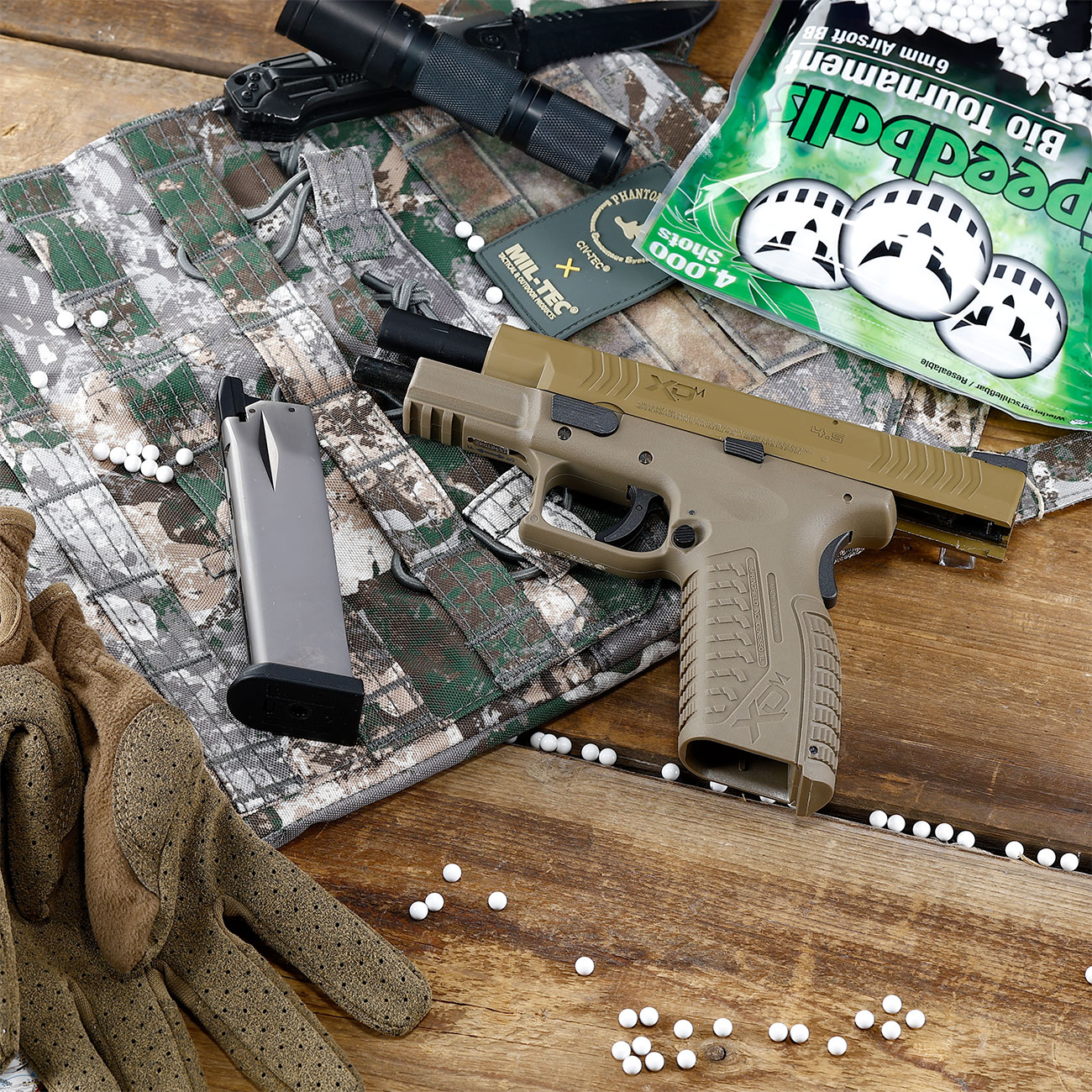 Wei-ETech Springfield Armory XDM 4.5 mit Metallschlitten GBB 6mm BB Flat Dark Earth Bild 1