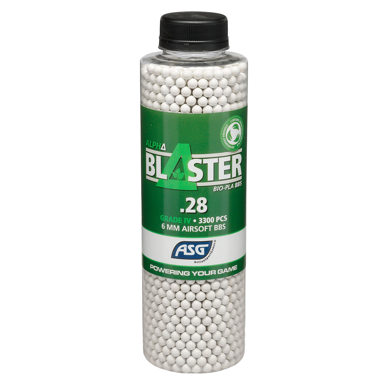 ASG Alpha Blaster Bio PLA Grade IV Precision BBs 0,28g 3.300er Flasche weiss Bild 2