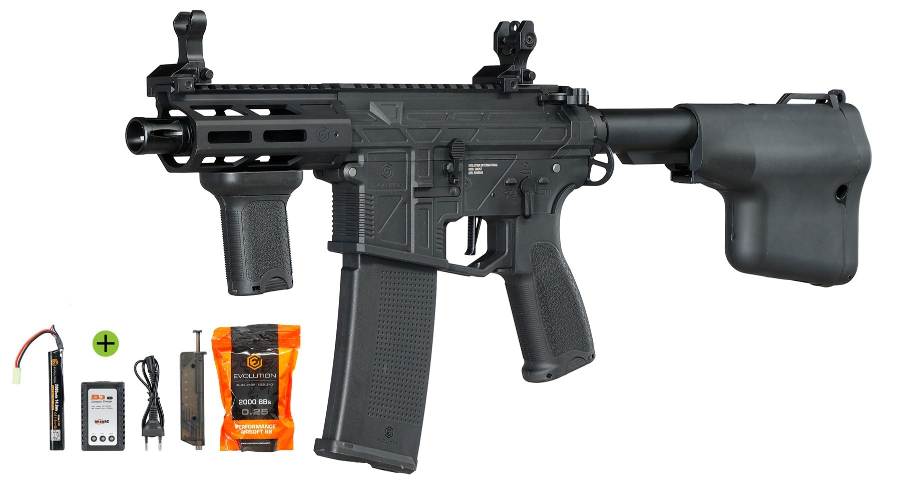 Evolution M4 Ghost XS EMR AX Carbontech AEG 6mm BB schwarz - Komplettset