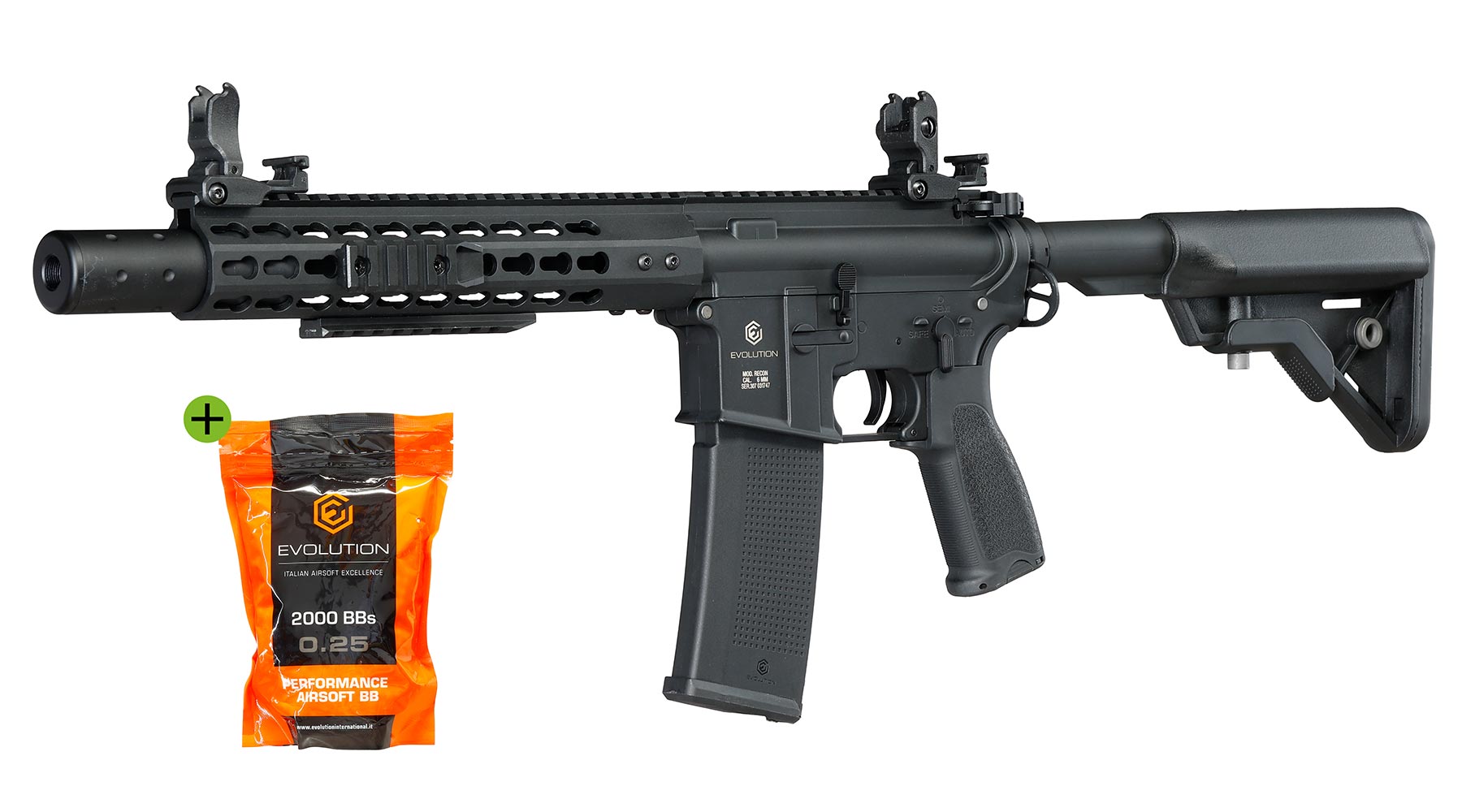 Evolution Airsoft M4 Recon S 10 Silent Ops Carbontech AEG 6mm BB schwarz