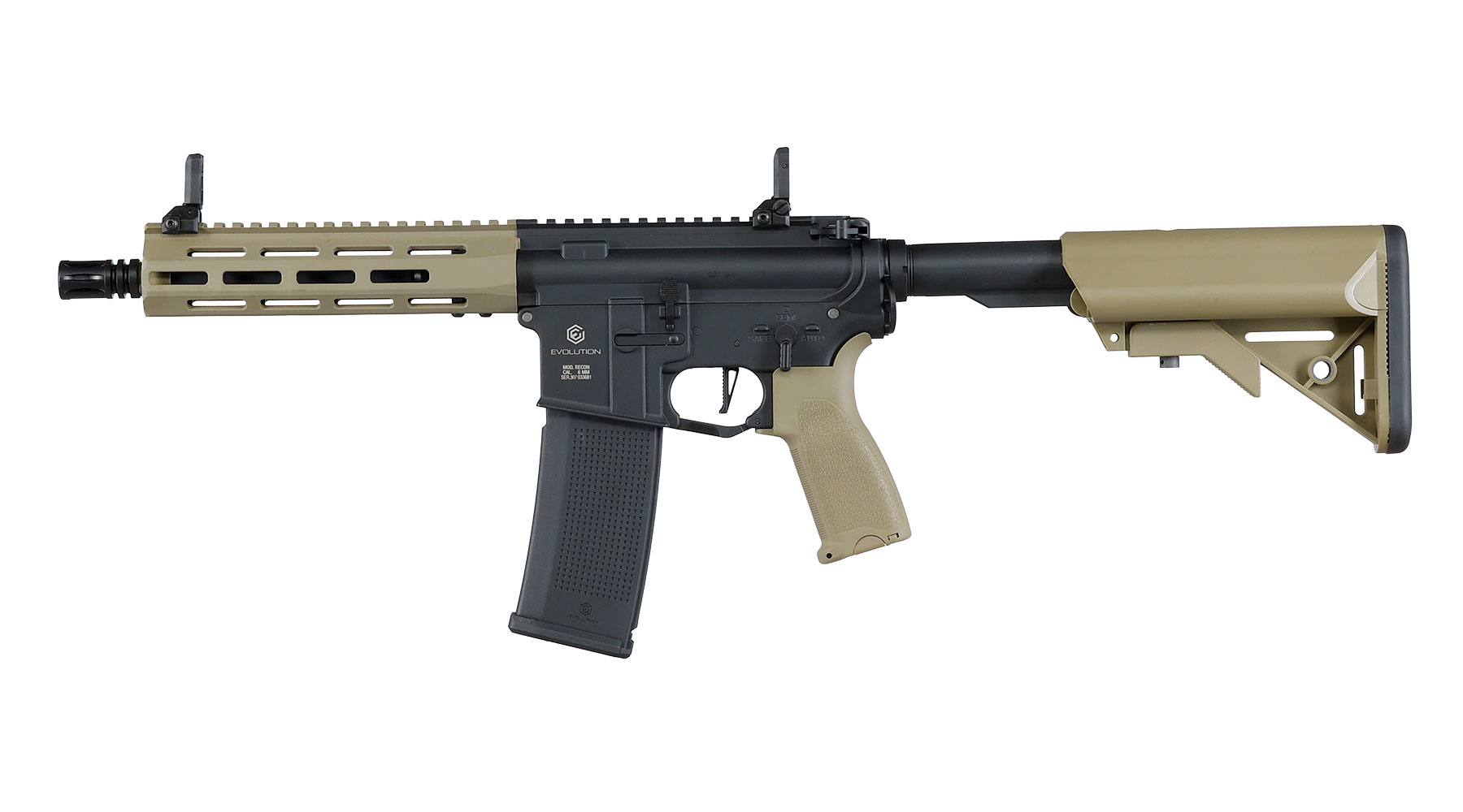 Evolution Airsoft M4 Recon S 10 Zoll Carbontech AEG 6mm BB Black 'n' Tan Bild 1