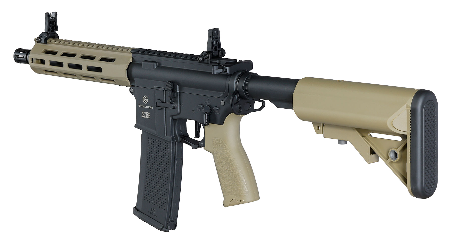 Evolution Airsoft M4 Recon S 10 Zoll Carbontech AEG 6mm BB Black 'n' Tan Bild 11