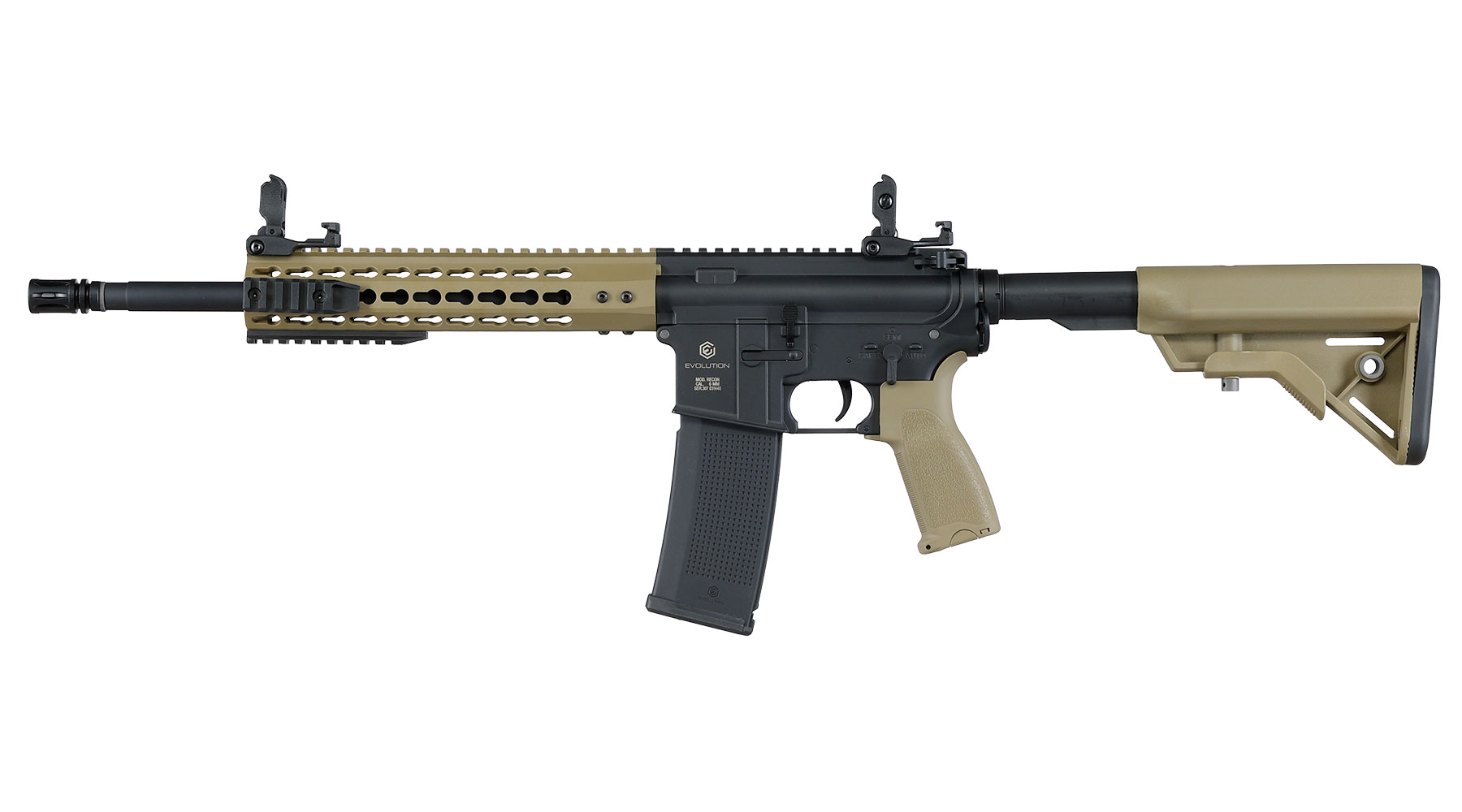 Evolution Airsoft M4 Recon S 14.5 Zoll Carbontech AEG 6mm BB Black 'n' Tan Bild 1