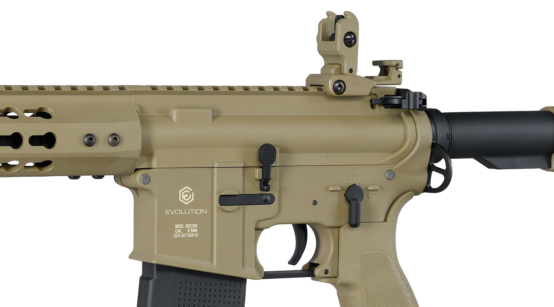 Evolution Airsoft M4 Recon S 10 Amplified Carbontech AEG 6mm BB tan Bild 8