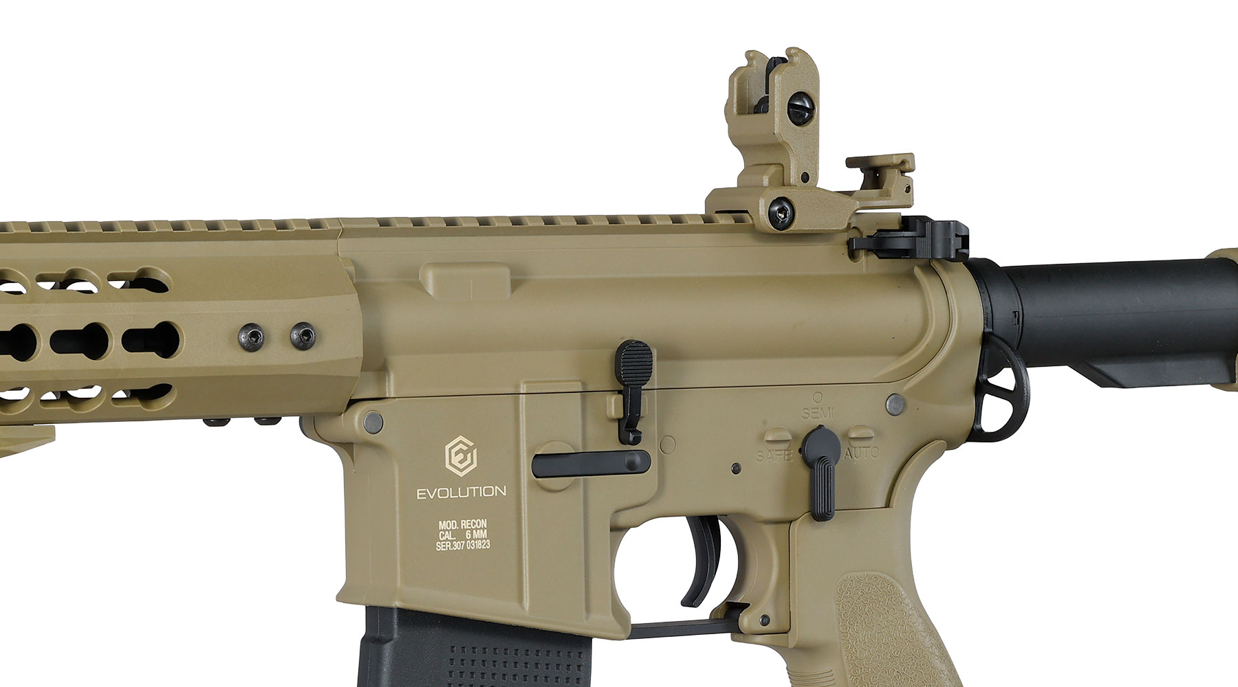 Evolution Airsoft M4 Recon S 10 Silent Ops Carbontech AEG 6mm BB tan Bild 8