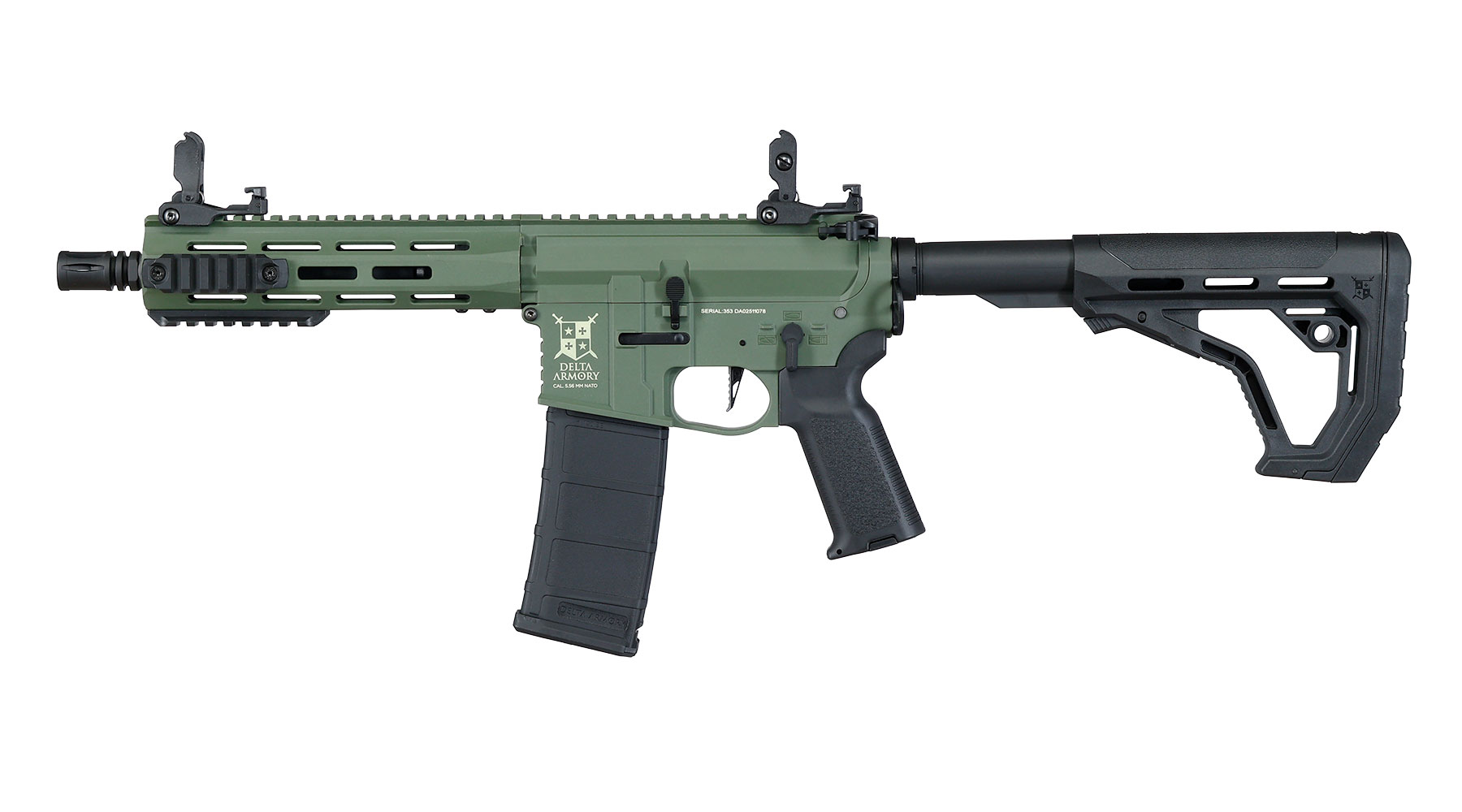 Delta Armory M4 AR15 Charlie M-LOK 8 Zoll Eagle ETU Mosfet S-AEG 6mm BB oliv Bild 1