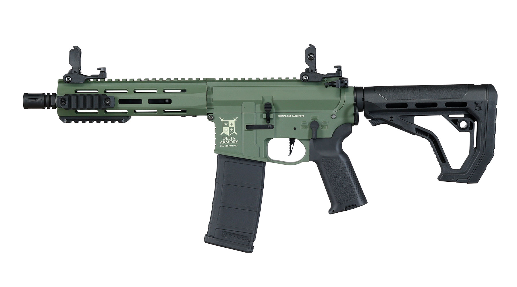 Delta Armory M4 AR15 Charlie M-LOK 8 Zoll Eagle ETU Mosfet S-AEG 6mm BB oliv Bild 2