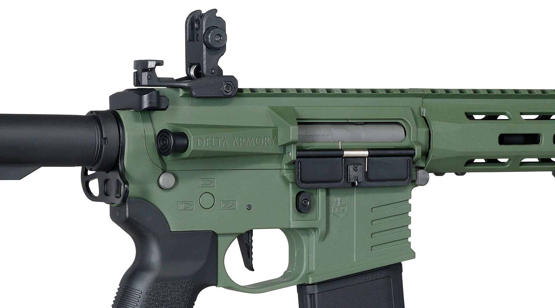 Delta Armory M4 AR15 Charlie M-LOK 8 Zoll Eagle ETU Mosfet S-AEG 6mm BB oliv Bild 9