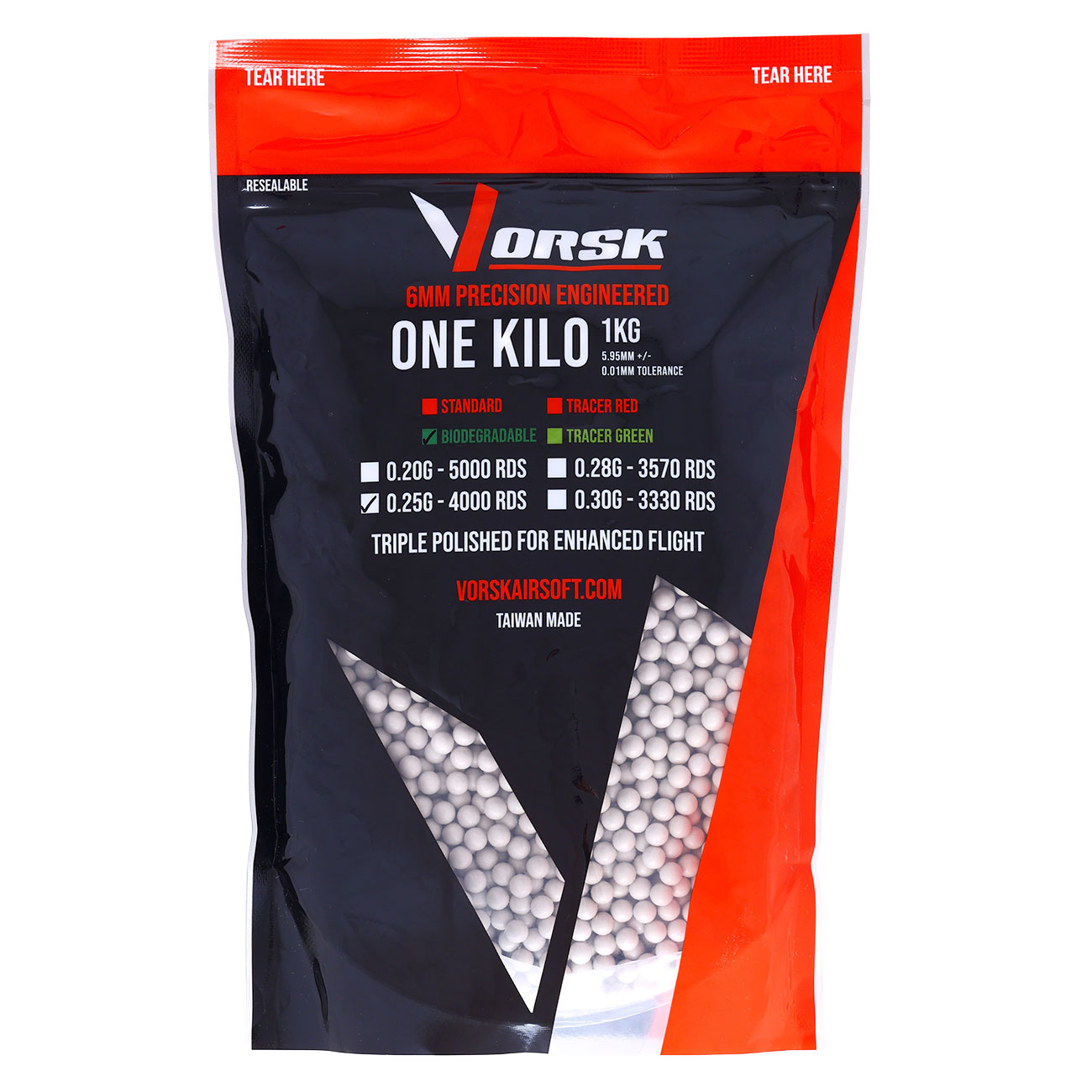 Vorsk Bio Triple Polished QC BBs 0,25g 4.000er / 1 kg Beutel hellgrau