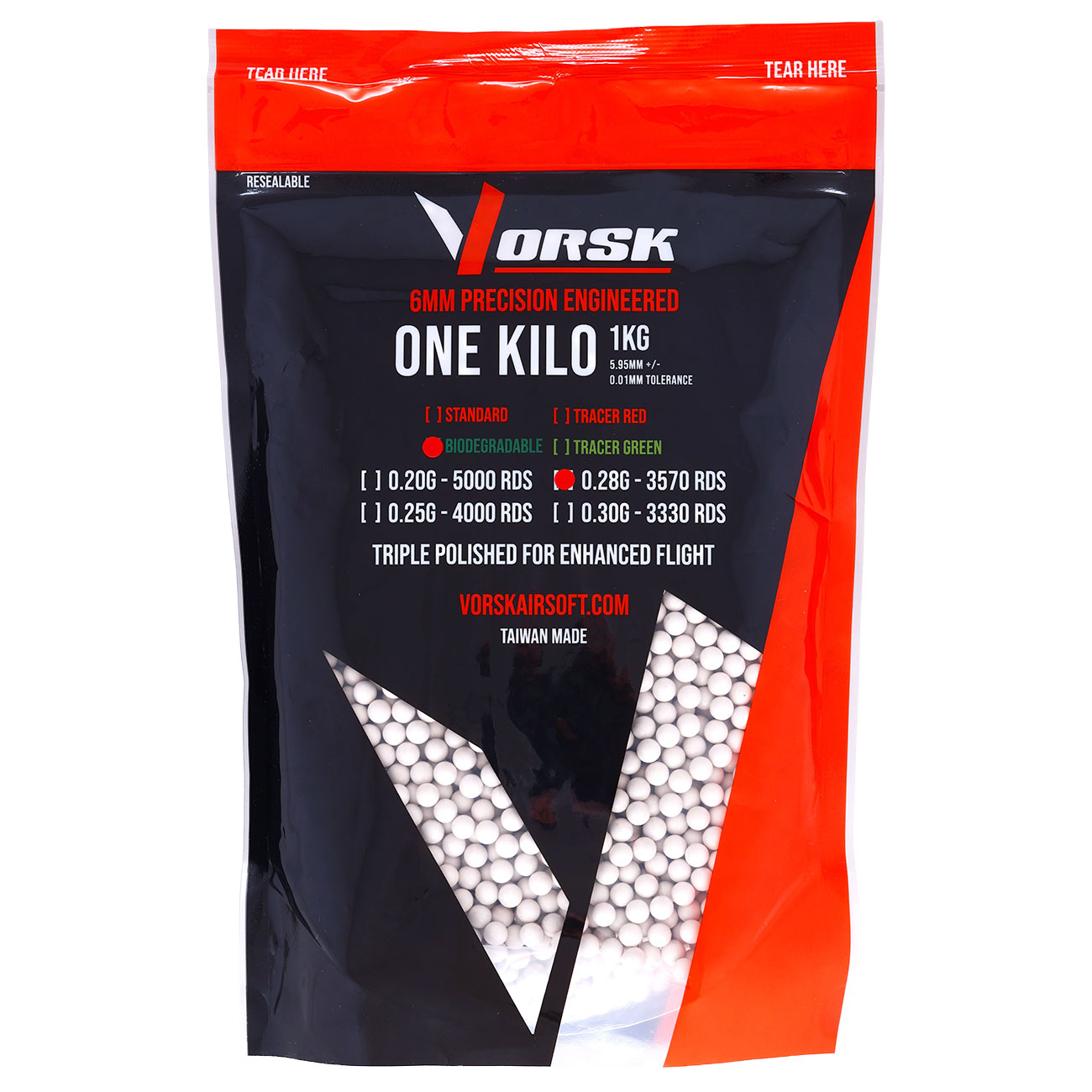 Vorsk Bio Triple Polished QC BBs 0,28g 3.750er / 1 kg Beutel hellgrau