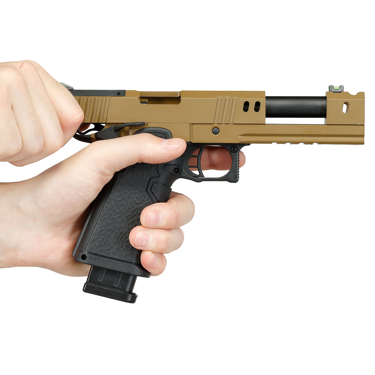 Modify Hi-Capa 5.1 Tyrant 2011 Full Size Vollmetall GBB 6mm BB Flat Dark Earth Bild 11
