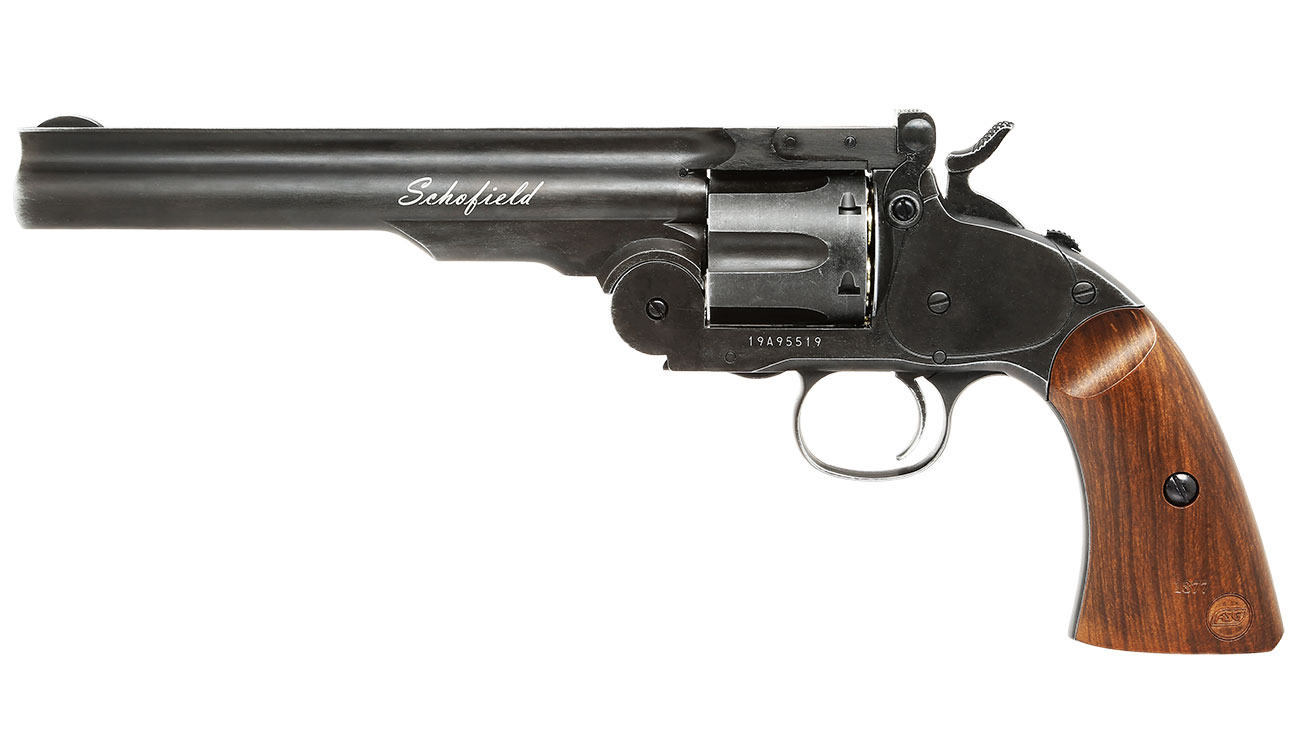 ASG Schofield 1877 6 Zoll Revolver Vollmetall CO2 6mm BB Aging Black Bild 1