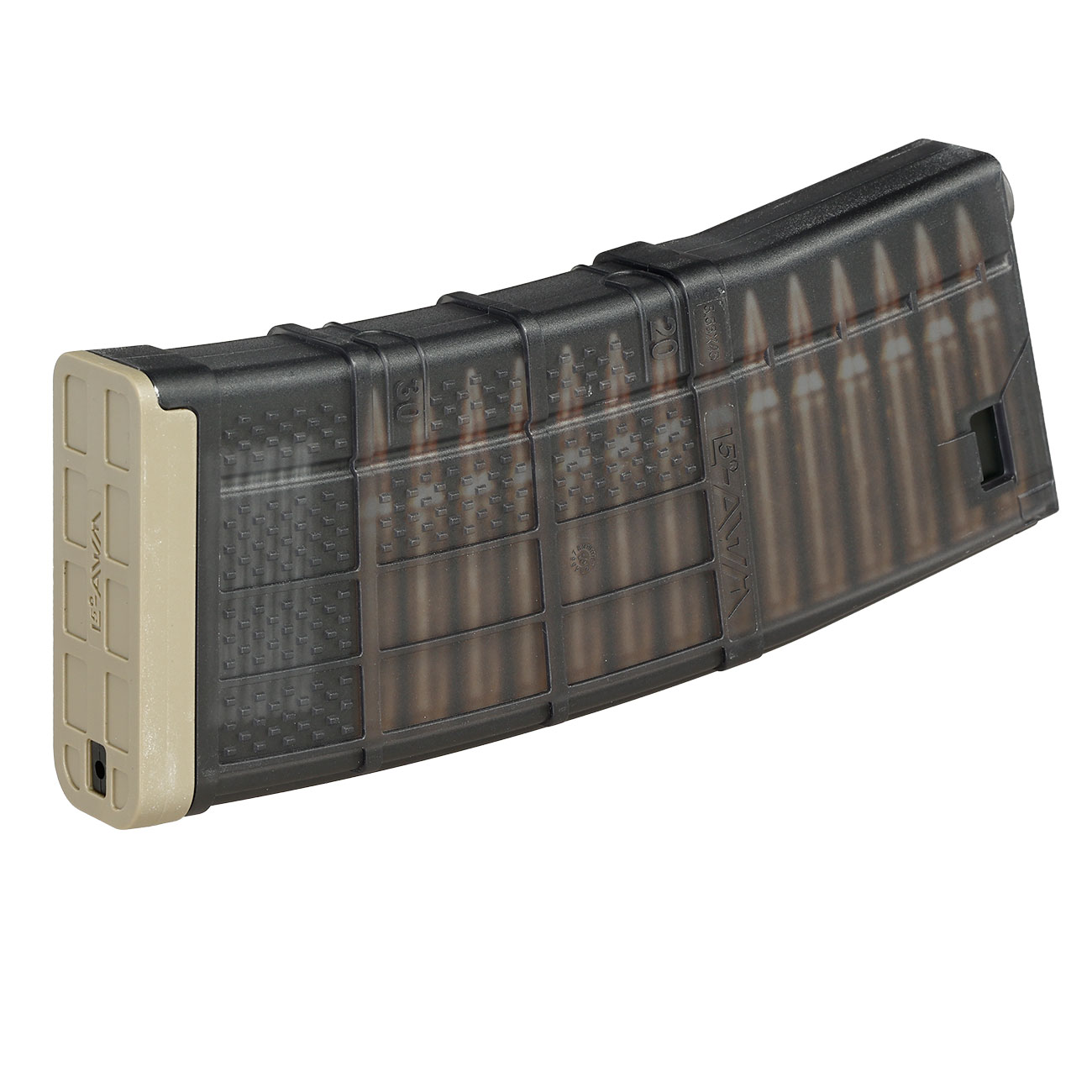 Cyma / Lancer Systems M4 / M16 L5-AWM 5.56 Polymer-Magazin Mid-Cap 190 Schuss rauch-transparent / tan Bild 1