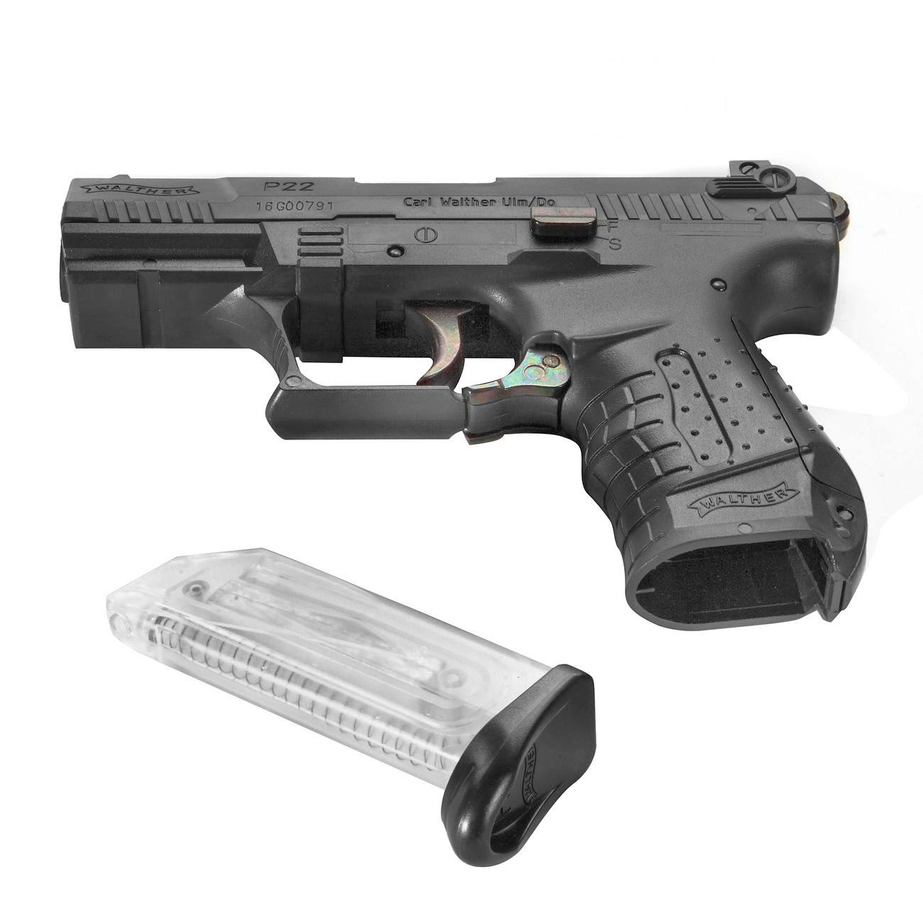 SET Walther P22 Springer Airsoft Pistole 6 mm BB mit Kugelfang, Netz & 2 Magazinen Bild 4