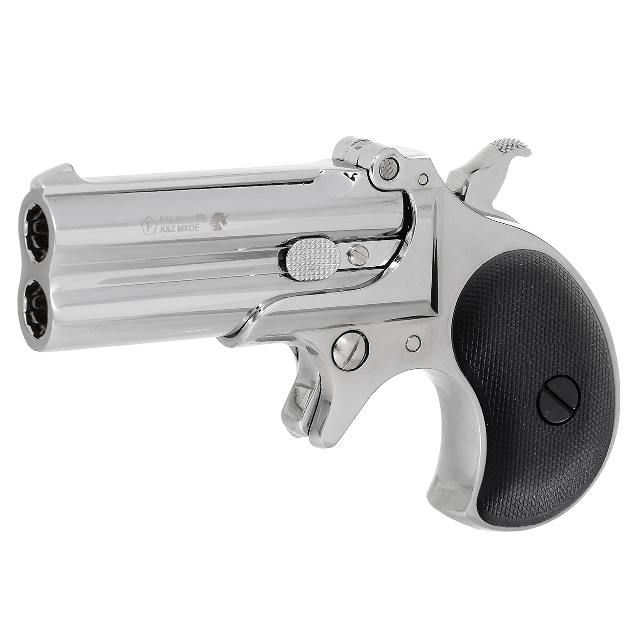 MaxTact Derringer Double Barrel Vollmetall Gas 6mm BB silber