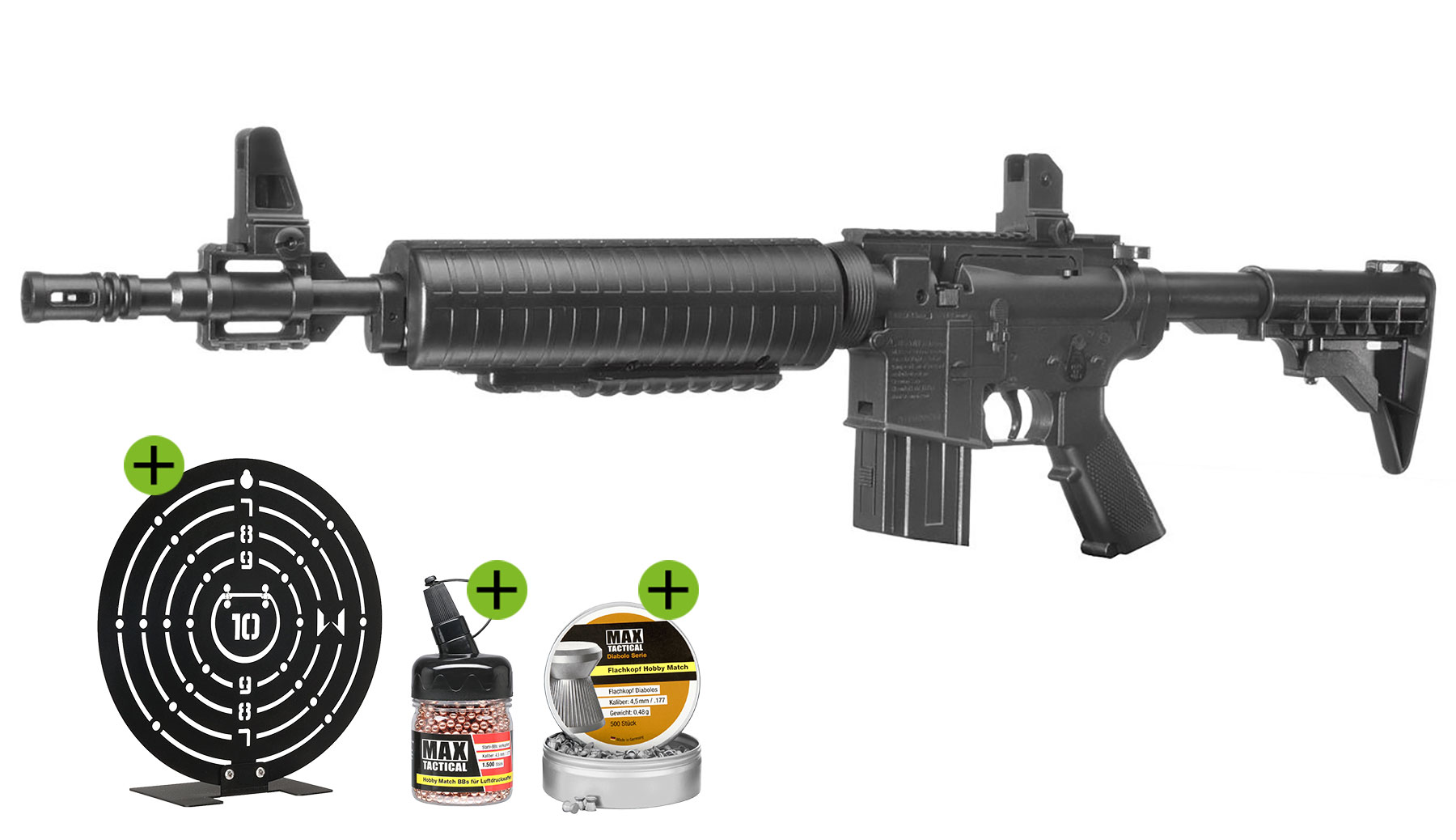 Crosman M4-177 Dual Luftgewehr Set Kal. 4,5mm inkl. 500 Diabolos 1000 Rundkugeln mit Target �bungsziel