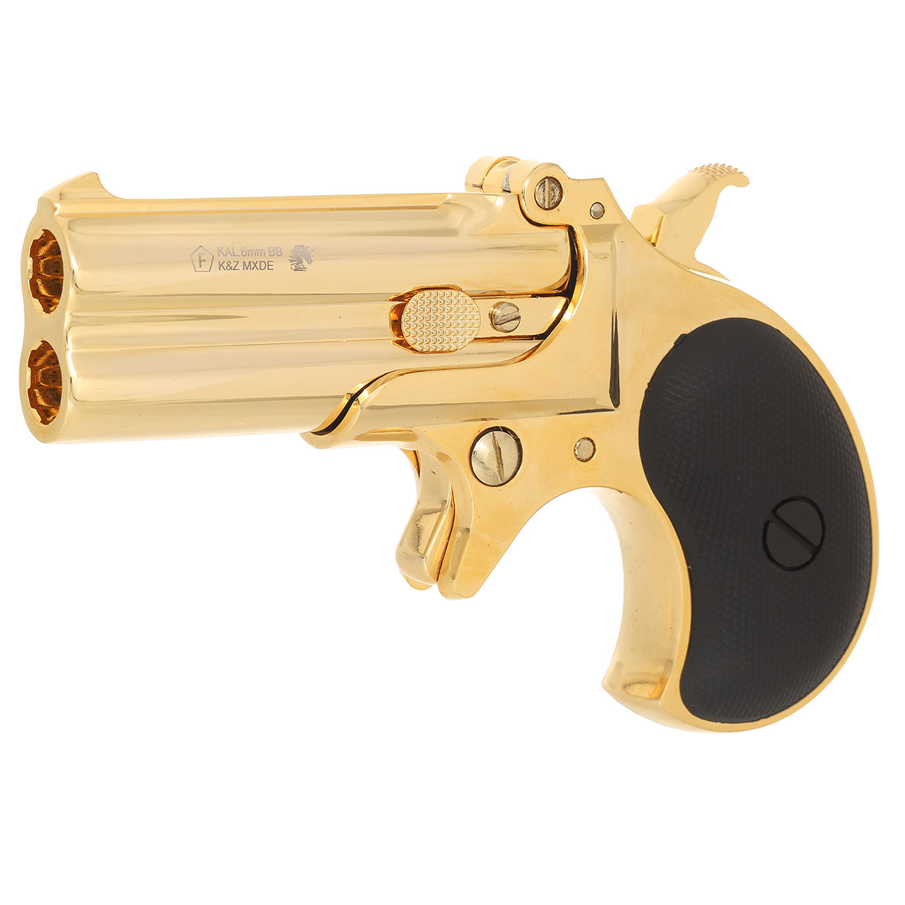 MaxTact Derringer Double Barrel Vollmetall Gas 6mm BB gold