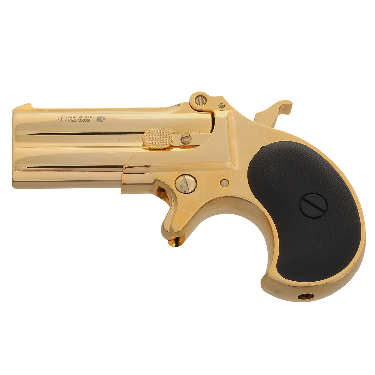 MaxTact Derringer Double Barrel Vollmetall Gas 6mm BB gold Bild 4