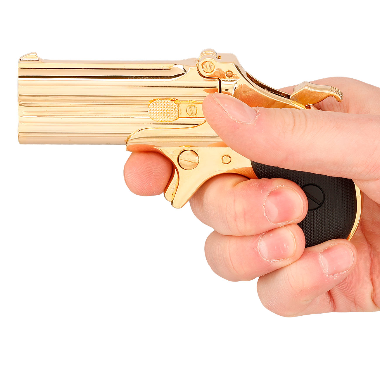 MaxTact Derringer Double Barrel Vollmetall Gas 6mm BB gold Bild 3