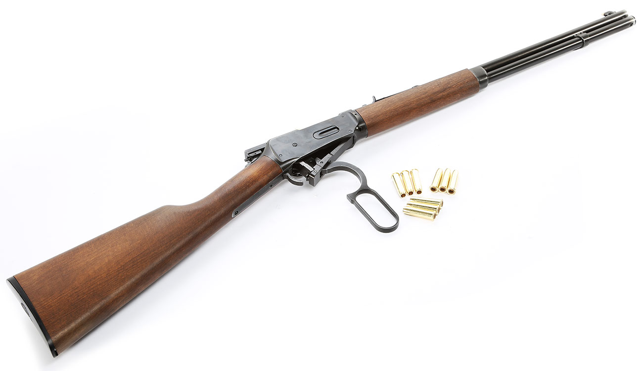 Legends Western Cowboy Rifle mit Hlsenauswurf Vollmetall CO2 6mm BB - Holzoptik Used Look Bild 1