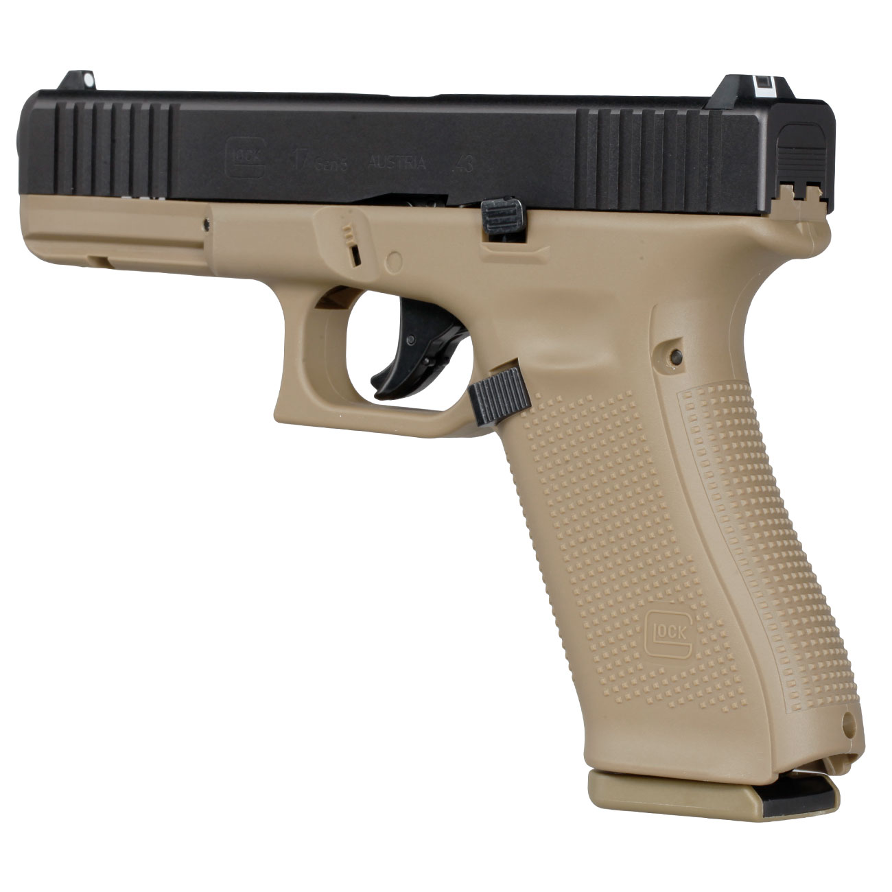 Glock 17 Gen.5 T4E mit Metallschlitten CO2-RAM Pistole Kal. .43 schwarz / coyote Bild 2