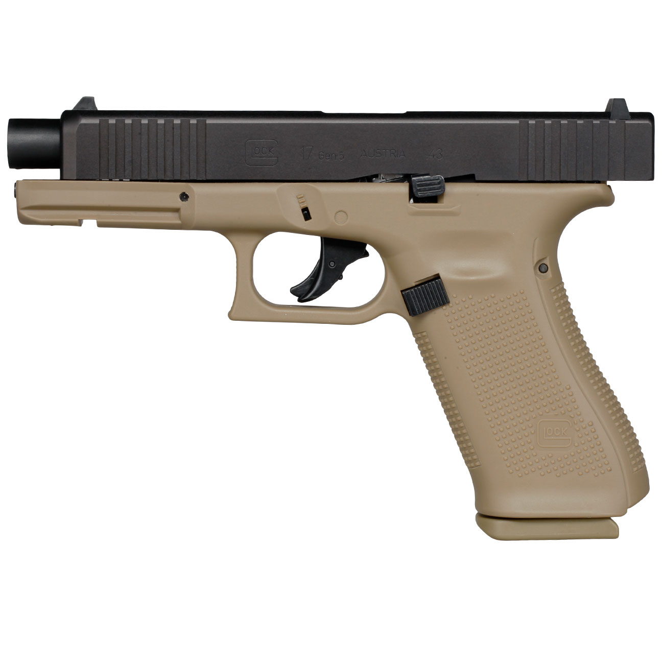 Glock 17 Gen.5 T4E mit Metallschlitten CO2-RAM Pistole Kal. .43 schwarz / coyote Bild 6