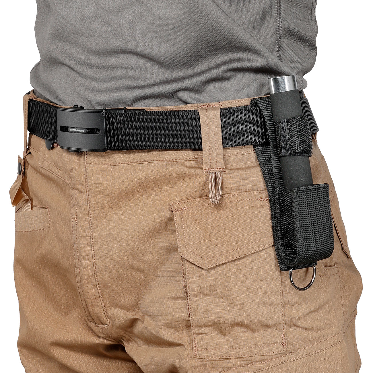 Teleskopschlagstock 16 chrom mit Moosgummigriff und Holster Bild 7