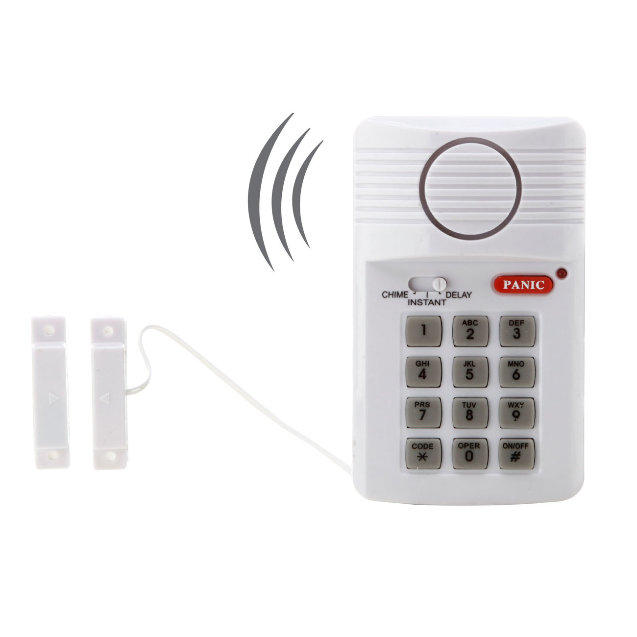 Sicherheitsalarm-Set mit Bedienelement und Codeeingabe