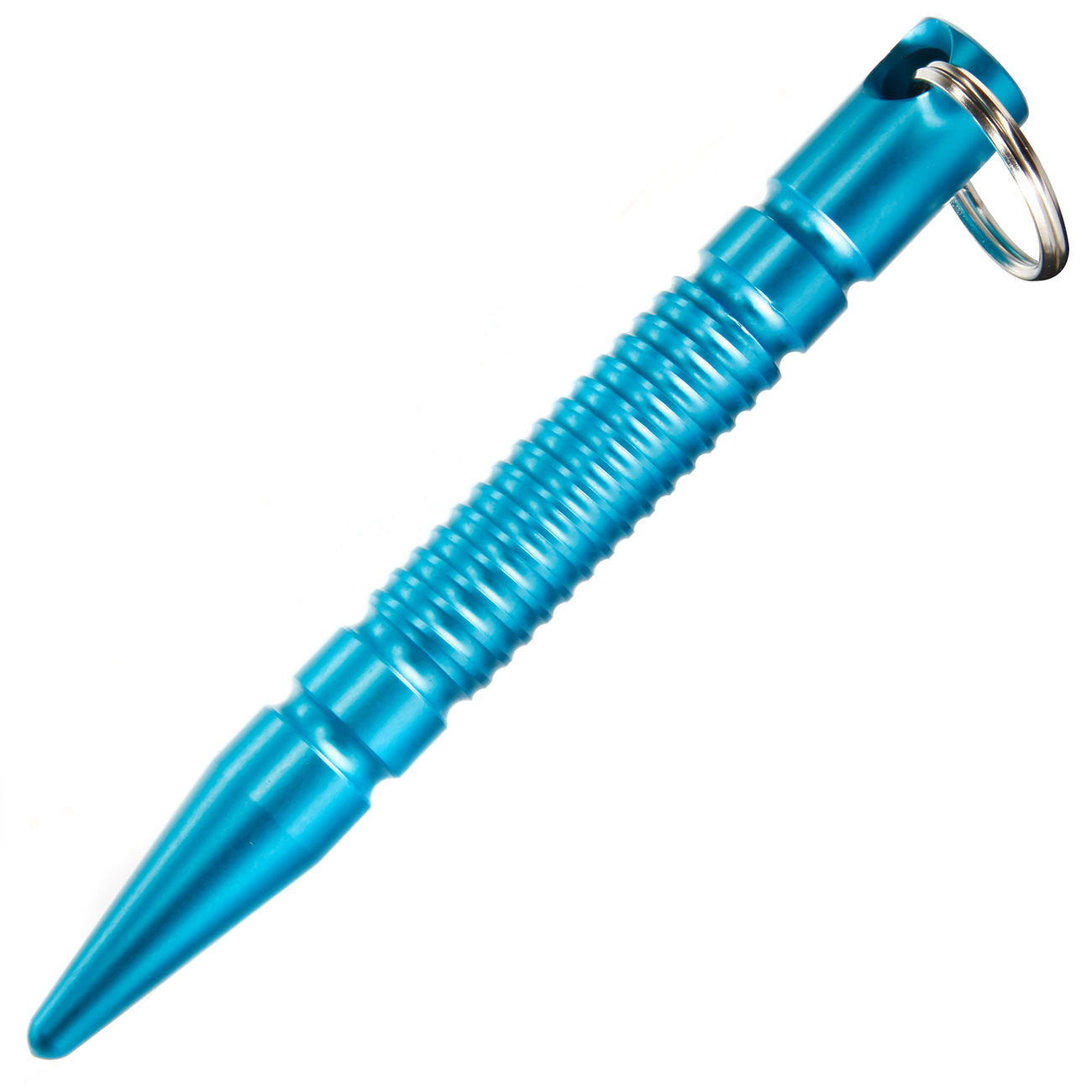Kubotan mit Rillengriff und Schlüsselring blau