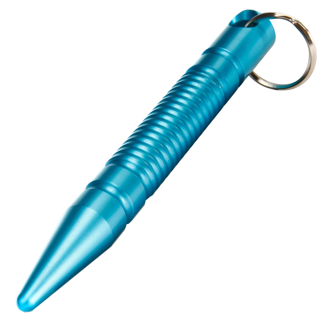 Kubotan mit Rillengriff und Schlüsselring blau Bild 1