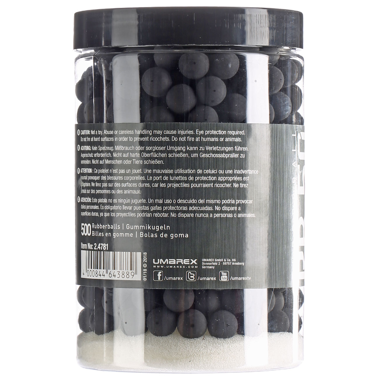 Umarex T4E Gummigeschosse Rubberballs Kal. .50 schwarz 500 Stck Bild 1