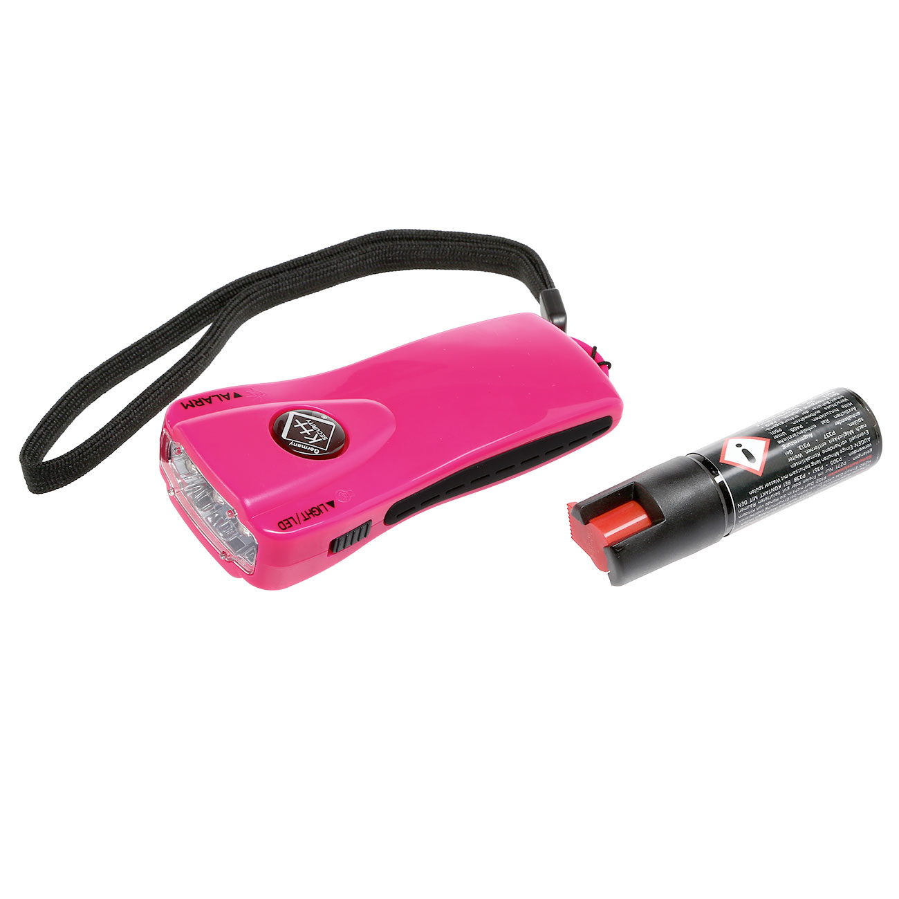 Geschenkset mit Pepper Jet Pocket Pfefferspray und Alarm LED-Taschenlampe pink Bild 1