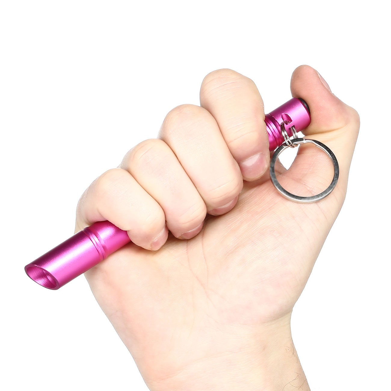 Kubotan Light Defender mit integrieter LED-Taschenlampe und Schlüsselring pink Bild 4