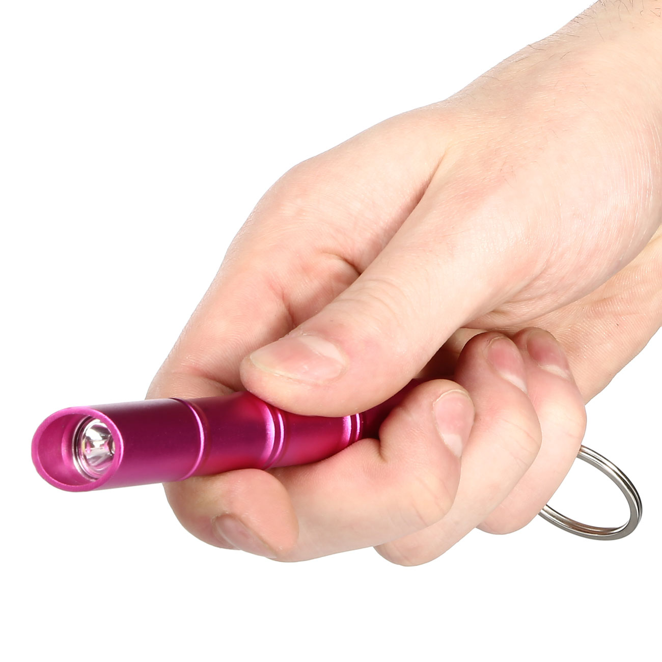 Kubotan Light Defender mit integrieter LED-Taschenlampe und Schlüsselring pink Bild 5