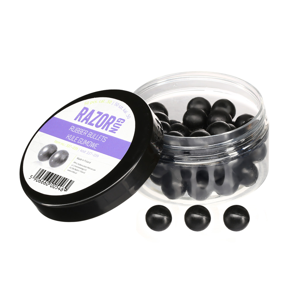 Razor Gun Rubber Balls Gummikugeln Kaliber .50 schwarz 50er Dose Bild 1