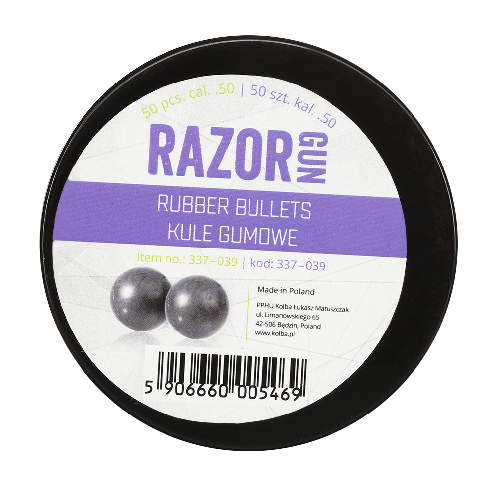 Razor Gun Rubber Balls Gummikugeln Kaliber .50 schwarz 50er Dose Bild 2