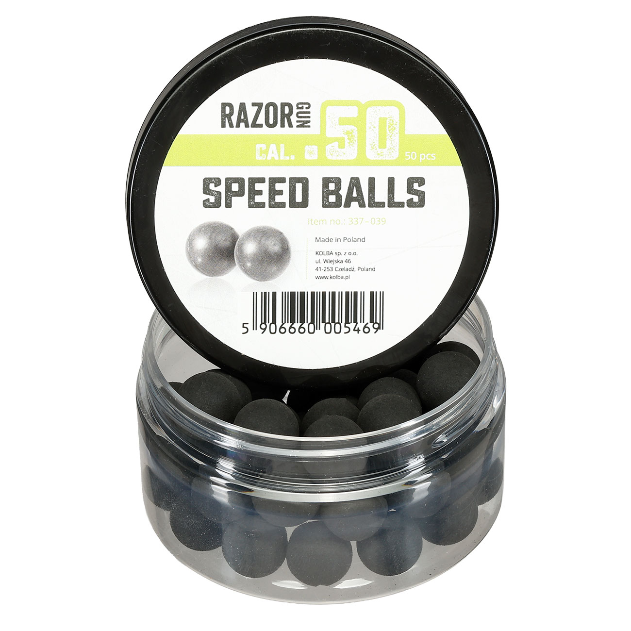 Razor Gun Rubber Balls Gummikugeln Kaliber .50 schwarz 50er Dose Bild 1