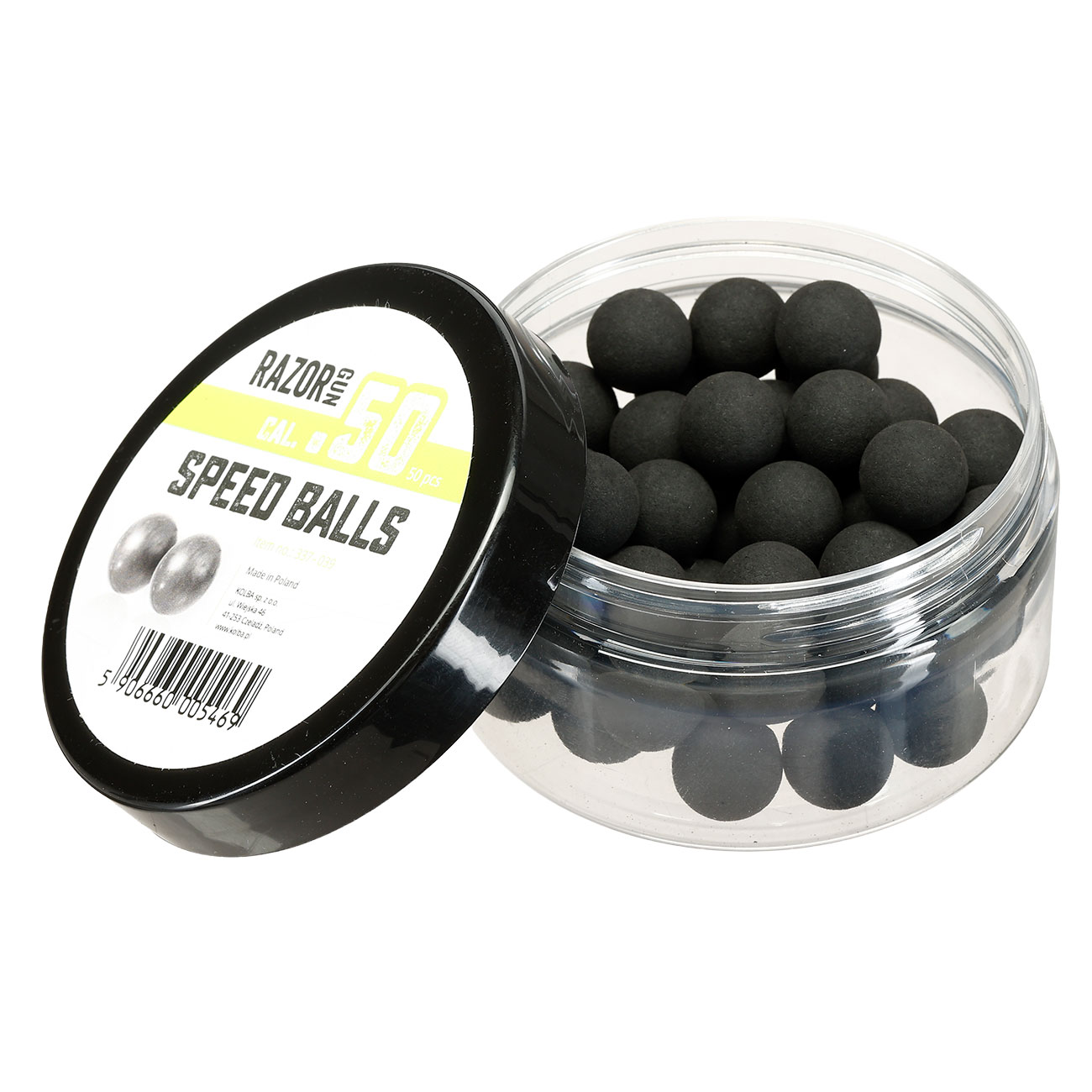 Razor Gun Rubber Balls Gummikugeln Kaliber .50 schwarz 50er Dose Bild 2