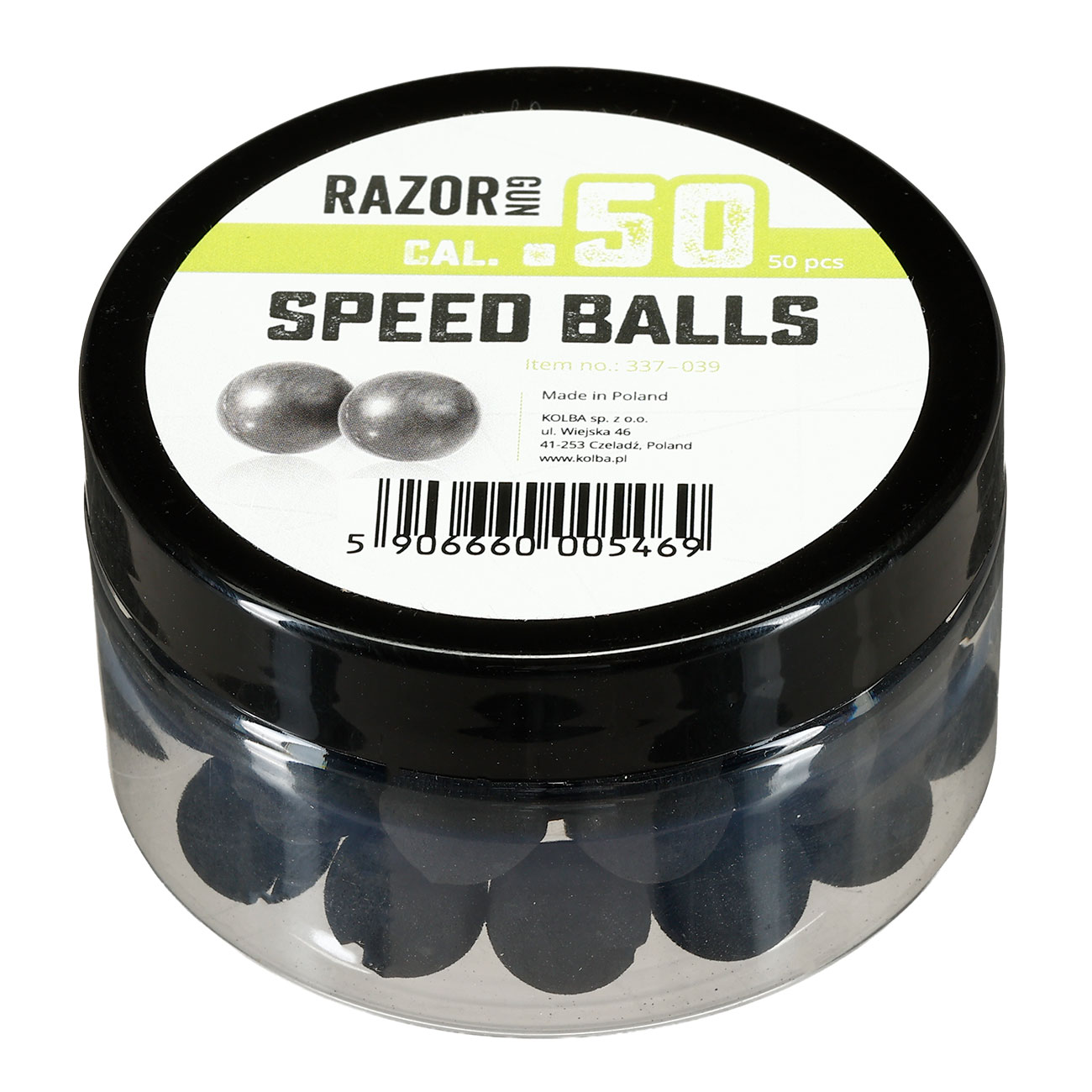 Razor Gun Rubber Balls Gummikugeln Kaliber .50 schwarz 50er Dose Bild 4