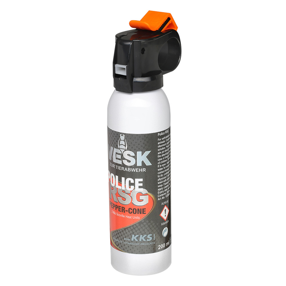 VESK RSG Police Pfefferspray, 200 ml Breitstrahl mit Weitstrahlventil