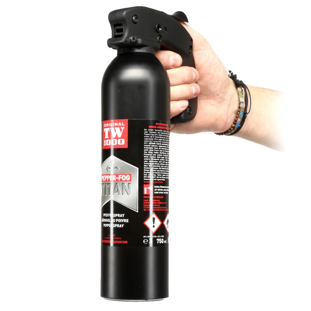 Abwehrspray TW100 Pepper Fog Titan Pfefferspray 750 ml inkl. Sicherungsstift Bild 4