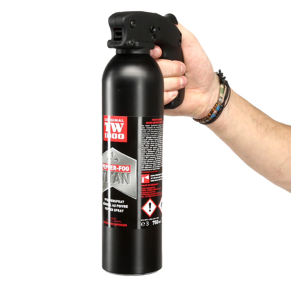 Abwehrspray TW100 Pepper Fog Titan Pfefferspray 750 ml inkl. Sicherungsstift Bild 6