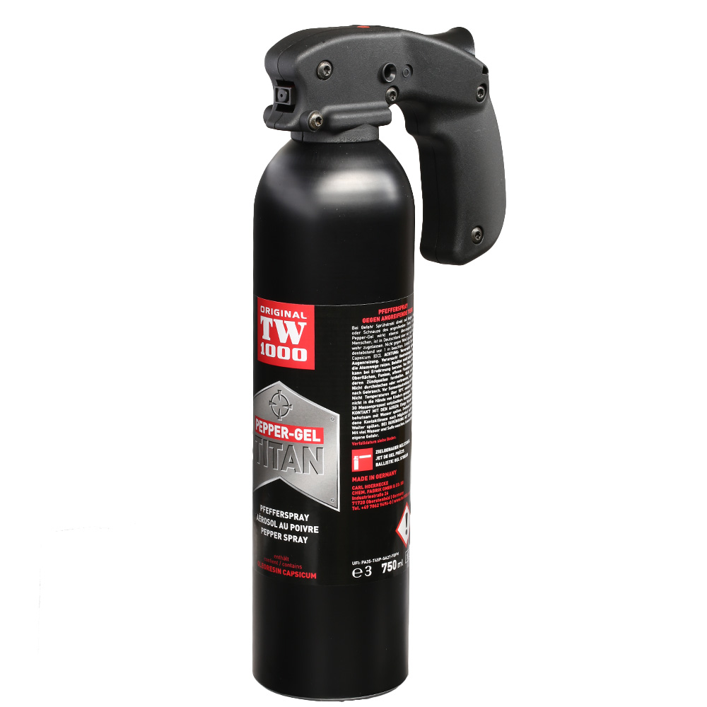 Abwehrspray TW100 Pepper Gel Titan Pfefferspray mit Pfeffergel 750 ml inkl. Sicherungsstift Bild 1