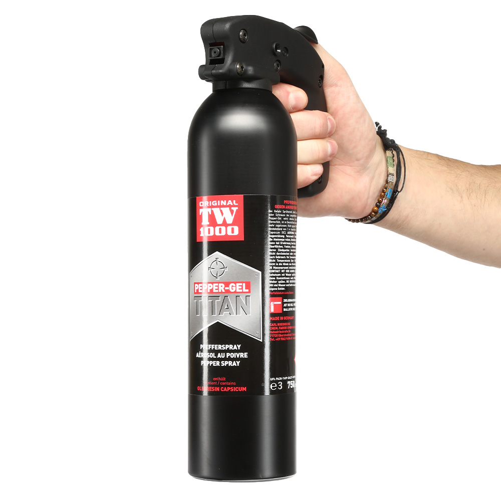 Abwehrspray TW100 Pepper Gel Titan Pfefferspray mit Pfeffergel 750 ml inkl. Sicherungsstift Bild 4
