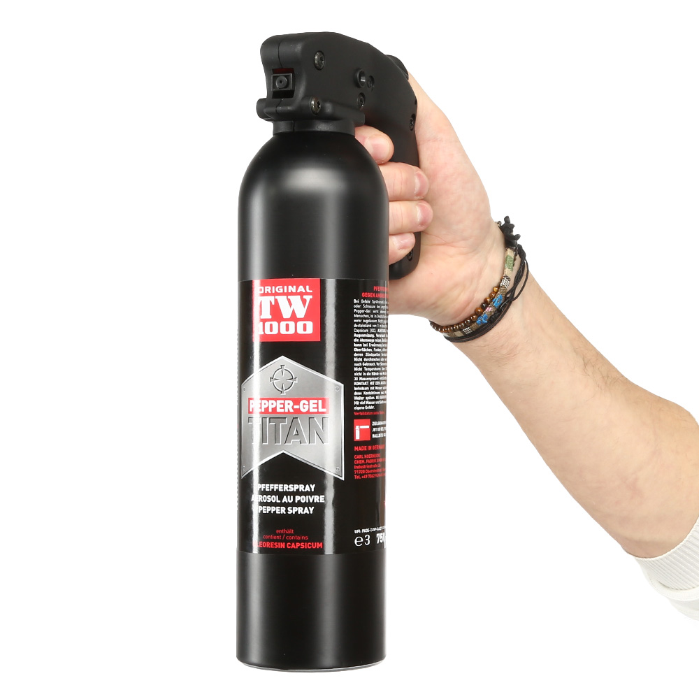 Abwehrspray TW100 Pepper Gel Titan Pfefferspray mit Pfeffergel 750 ml inkl. Sicherungsstift Bild 6