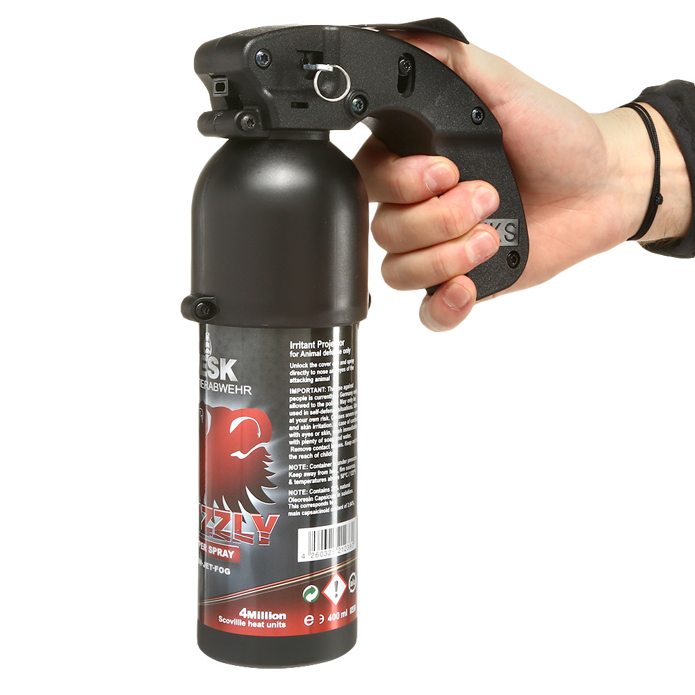 VESK Grizzly Pfefferspray 400 ml Breitstrahl mit Pistolengriff extra stark Bild 6