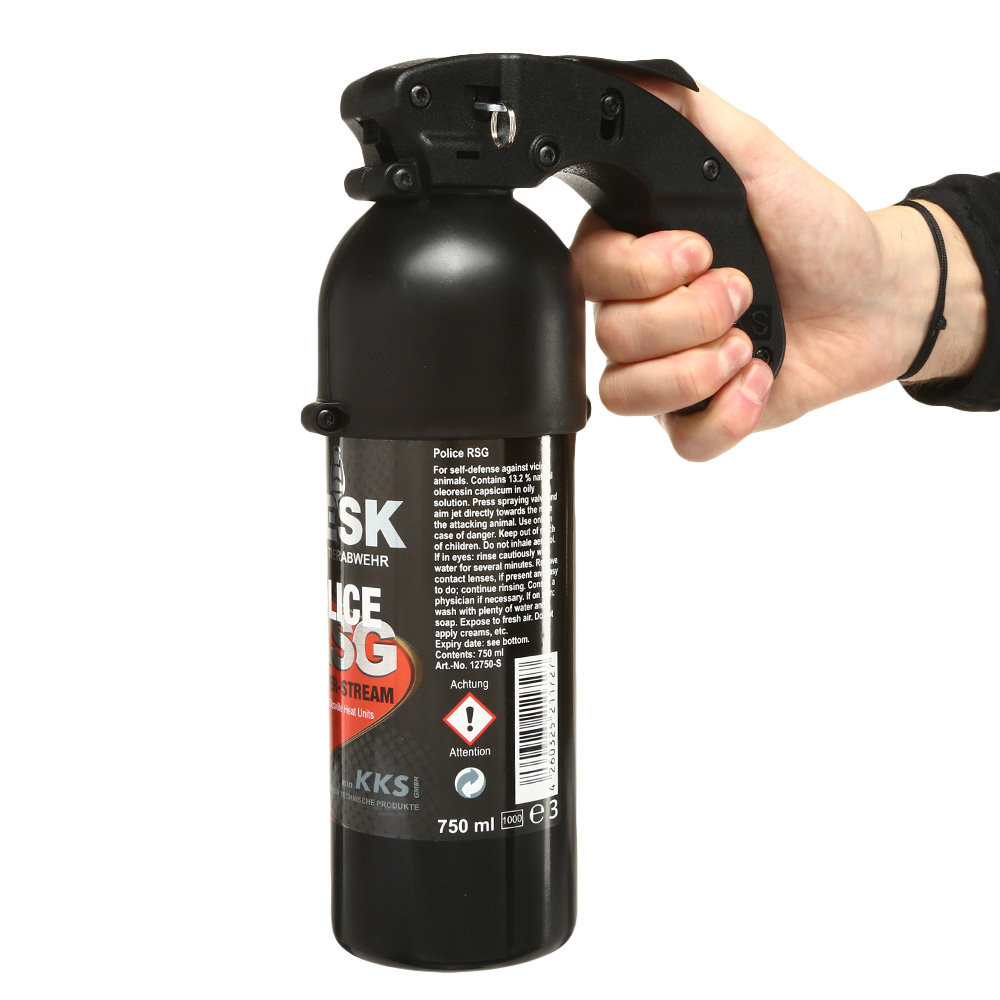 VESK Pfefferspray RSG Police Stream 750ml Weitstrahl mit Pistolengriff Bild 3